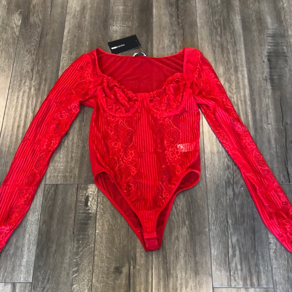 Fashion Nova Red Lace Bodysuit